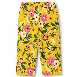 Babyhug 100% Cotton Knit Full Sleeves Co-Ords T-Shirt & Pyjama Night Suit with Floral Print - Yellow