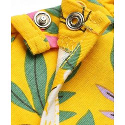 Babyhug 100% Cotton Knit Full Sleeves Co-Ords T-Shirt & Pyjama Night Suit with Floral Print - Yellow