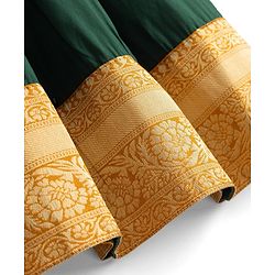 Babyhug Cotton Woven Half Sleeves Embroidered Choli & Lehenga Set - Green