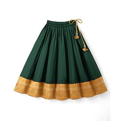 Babyhug Cotton Woven Half Sleeves Embroidered Choli & Lehenga Set - Green