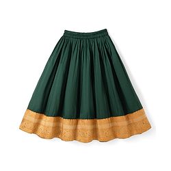 Babyhug Cotton Woven Half Sleeves Embroidered Choli & Lehenga Set - Green