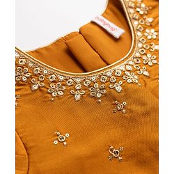 Babyhug Cotton Woven Half Sleeves Embroidered Choli & Lehenga Set - Green