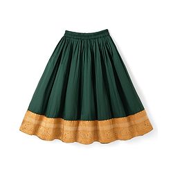 Babyhug Cotton Woven Half Sleeves Embroidered Choli & Lehenga Set - Green