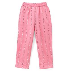Babyhug Woven Net Three-Fourth Sleeves Sequinned Kurta & Pant Set With Dupatta - Peach