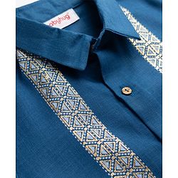 Babyhug Cotton Blend Woven Half Sleeves Printed Shirt - Blue