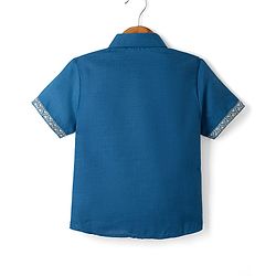 Babyhug Cotton Blend Woven Half Sleeves Printed Shirt - Blue