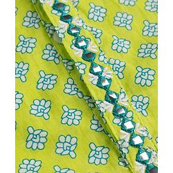 Babyhug 100% Cotton Cambric Woven Full Sleeves Floral Printed Dhoti Kurta Set - Green