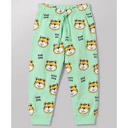 Babyhug 100% Cotton Knit Full Sleeves T-Shirt & Pyjama Night Suit with Tiger Print - Yellow