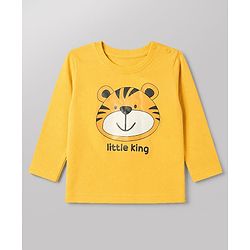 Babyhug 100% Cotton Knit Full Sleeves T-Shirt & Pyjama Night Suit with Tiger Print - Yellow