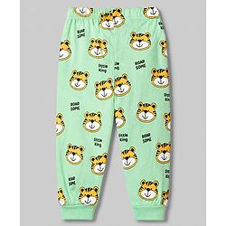 Babyhug 100% Cotton Knit Full Sleeves T-Shirt & Pyjama Night Suit with Tiger Print - Yellow