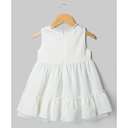 Babyhug Cotton Blend Woven Sleeveless Solid Kurti Salwar and Dupatta - White