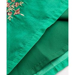 Babyhug Chanderi Woven Three-Fourth Sleeves Kurta & Gharara Set With Dupatta & Floral Embroidery - Green