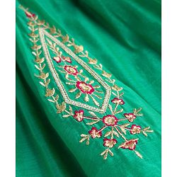 Babyhug Chanderi Woven Three-Fourth Sleeves Kurta & Gharara Set With Dupatta & Floral Embroidery - Green