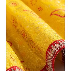 Babyhug Georgette Woven Half Sleeves Lehenga Choli and Dupatta Set With Floral Embroidery & Foil Print - Yellow