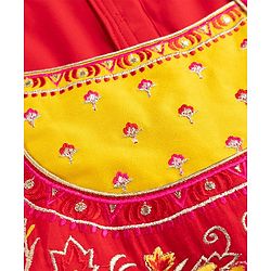 Babyhug Georgette Woven Half Sleeves Lehenga Choli and Dupatta Set With Floral Embroidery & Foil Print - Yellow