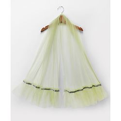 Babyhug Georgette Woven Frill Half Sleeves Lehenga Choli & Dupatta Set With Floral Sequin Embroidery - Limegreen