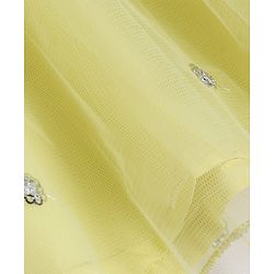 Babyhug Georgette Woven Frill Half Sleeves Lehenga Choli & Dupatta Set With Floral Sequin Embroidery - Limegreen