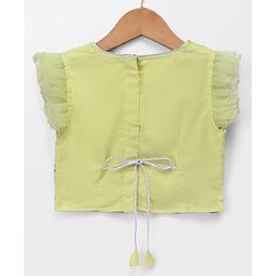 Babyhug Georgette Woven Frill Half Sleeves Lehenga Choli & Dupatta Set With Floral Sequin Embroidery - Limegreen