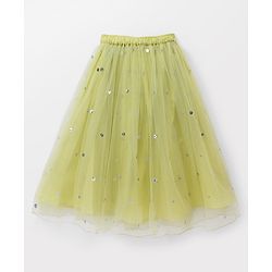 Babyhug Georgette Woven Frill Half Sleeves Lehenga Choli & Dupatta Set With Floral Sequin Embroidery - Limegreen