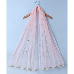 Babyhug Net Woven Sleeveless Sequinned Choli & Lehenga with Dupatta - White