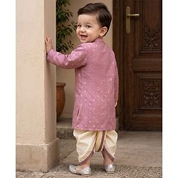 Babyhug Woven Blend Full Sleeves Embroidered Dhoti & Kurta Set - Purple