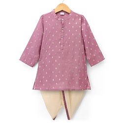 Babyhug Woven Blend Full Sleeves Embroidered Dhoti & Kurta Set - Purple