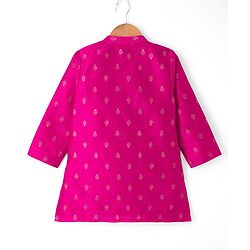 Babyhug Cotton Blend Woven Full Sleeves Kurta & Pyjama Set with Foil Print - Fuchsia