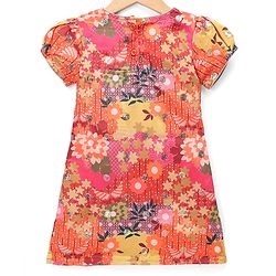 Babyhug Georgett Woven Half Sleeves Kurta & Palazzo Set With Floral Print & Dupatta - Orange