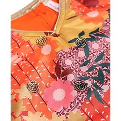 Babyhug Georgett Woven Half Sleeves Kurta & Palazzo Set With Floral Print & Dupatta - Orange