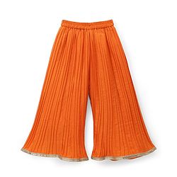 Babyhug Georgett Woven Half Sleeves Kurta & Palazzo Set With Floral Print & Dupatta - Orange