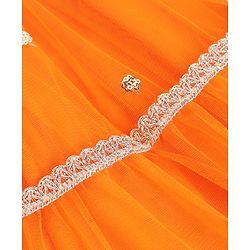 Babyhug Net Woven Embroidered Three-Fourth Sleeves Choli & Lehenga Set With Dupatta - Orange