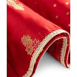 Babyhug Brocade Woven THree Fourth Sleeves Lehenga Choli and Dupatta Set with Floral Embroidery - Maroon