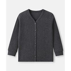 Babyhug Cotton Knit Full Sleeves Solid Thermal Inner Wear- Charcoal Grey