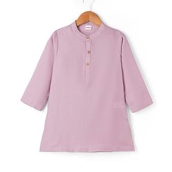 Babyhug 100% Cotton Woven Solid Kurta Pyjama Set With Embroidered Jacket- Purple