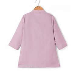 Babyhug 100% Cotton Woven Solid Kurta Pyjama Set With Embroidered Jacket- Purple