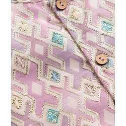 Babyhug 100% Cotton Woven Solid Kurta Pyjama Set With Embroidered Jacket- Purple