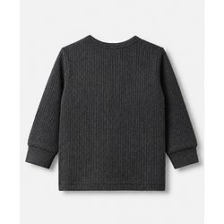Babyhug Cotton Mix Knit Solid Front Open Thermal Inner Wear - Charcoal Grey