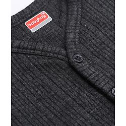 Babyhug Cotton Mix Knit Solid Front Open Thermal Inner Wear - Charcoal Grey