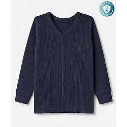 Babyhug Cotton Mix Knit Full Sleeves Front open Thermal Inner Wear - Navy Blue