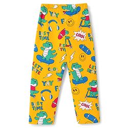 Babyhug 100% Cotton Knit Full Sleeves Co-Ords Shirt & Pyjama Night Suit with Crocodile Print - Yellow