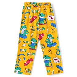 Babyhug 100% Cotton Knit Full Sleeves Co-Ords Shirt & Pyjama Night Suit with Crocodile Print - Yellow