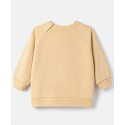 Babyhug Heavy Gauge Warm Fleece Knit Full Sleeves Sweatshirt With Bear Print & Applique - Beige