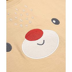 Babyhug Heavy Gauge Warm Fleece Knit Full Sleeves Sweatshirt With Bear Print & Applique - Beige