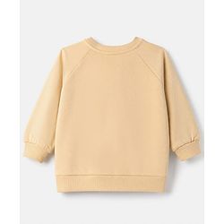 Babyhug Heavy Gauge Warm Fleece Knit Full Sleeves Sweatshirt With Bear Print & Applique - Beige