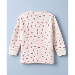 Babyhug Cotton Mix Knit Front open Thermal Set With Floral Print - White