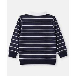 Babyhug Terry Knit Winter T-Shirt with Full Sleeves and Striped Print - Black