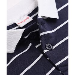 Babyhug Terry Knit Winter T-Shirt with Full Sleeves and Striped Print - Black