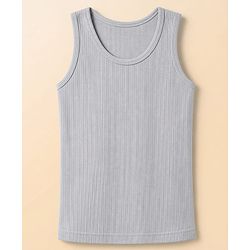 Babyhug Knit Full Sleeves Solid Pullover Vest & Pant Three Piece Thermal Inner Wear Set - Light Grey