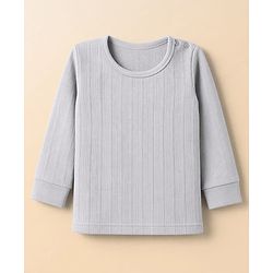 Babyhug Knit Full Sleeves Solid Pullover Vest & Pant Three Piece Thermal Inner Wear Set - Light Grey