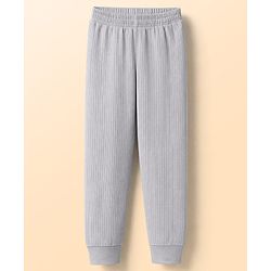 Babyhug Knit Full Sleeves Solid Pullover Vest & Pant Three Piece Thermal Inner Wear Set - Light Grey